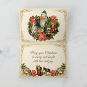 Victorian Vintage Christmas Feestdagen Kaart (Binnen)