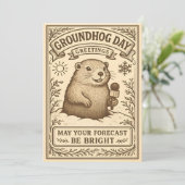Victorian Vintage Groundhog Day Greetings Feestdagenkaart (Staand voorkant)