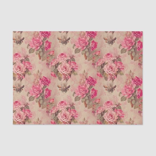 Victorian Vintage Style Roses Tissue Paper Tissuepapier (Voorkant)