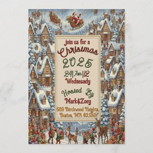 Victorian Watercolor Santa Christmas Collection Kaart (Voorkant)