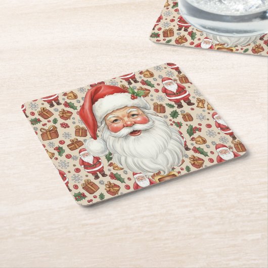 Victorian Watercolor Santa Christmas Collection Kartonnen Onderzetters (Schuin)