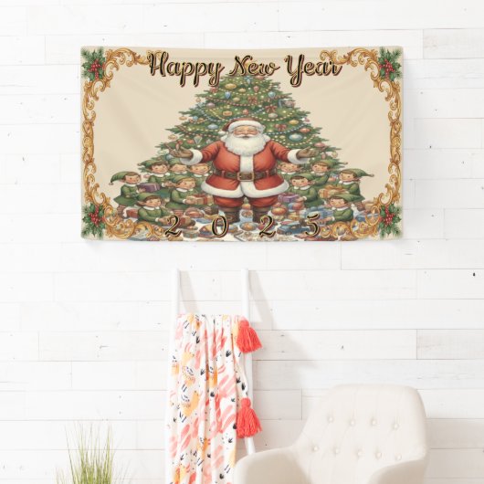 Victorian Watercolor Santa Christmas Collection Spandoek (Insitu)