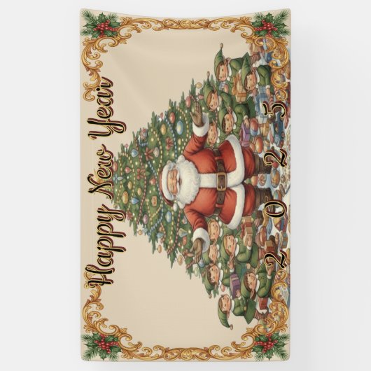 Victorian Watercolor Santa Christmas Collection Spandoek (Verticaal)