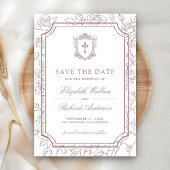 Victorian White and Dusty Rose Catholic Wedding Save The Date
