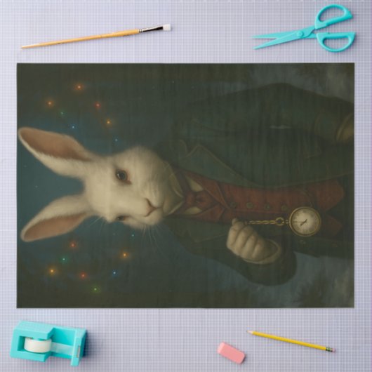 Victorian White Rabbit – Whimsical Fantasy Animal  Tissuepapier (Craft)