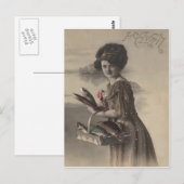 Victorian Woman Fish Poisson April Fool's Briefkaart (Voorkant / Achterkant)