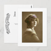 Victorian woman hair in beads and scarf briefkaart (Voorkant / Achterkant)
