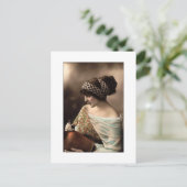 Victorian woman hair up in beads briefkaart (Staand voorkant)