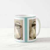 Victorian woman hat beaded dress koffiemok (Voorkant rechts)