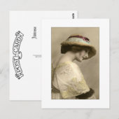 Victorian woman in hat and beaded dress briefkaart (Voorkant / Achterkant)