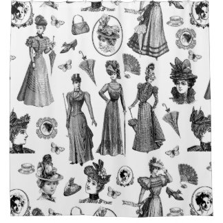 victorian women's style antique butterfly toile douchegordijn