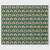 Victorian Yorkie Christmas Portraits on Emerald Gr Cadeaupapier (Vlak)