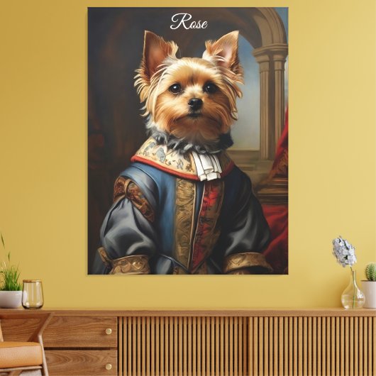 Victorian Yorkshire Terrier in Clothes Whimsical  Canvas Afdruk (Insitu (Woonkamer))