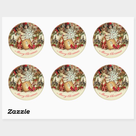 Victorian Yuletide Treasures Collage Ronde Sticker (Vel)