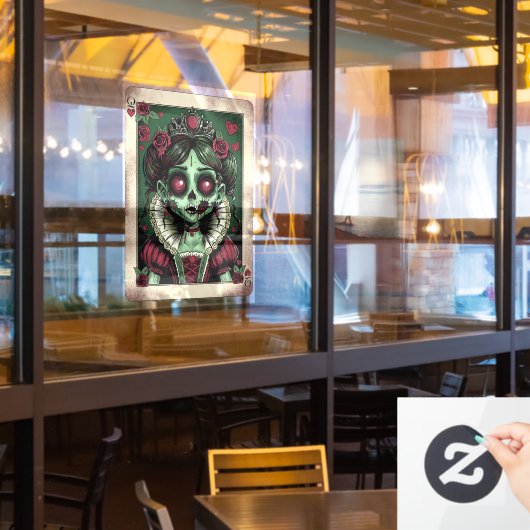 Victorian Zombie Queen of Hearts Raamsticker (Restaurant Raam)
