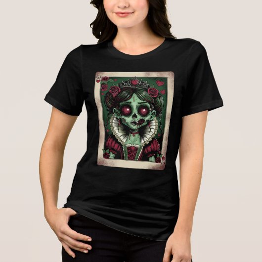 Victorian Zombie Queen of Hearts Tri-Blend Shirt (Voorkant)
