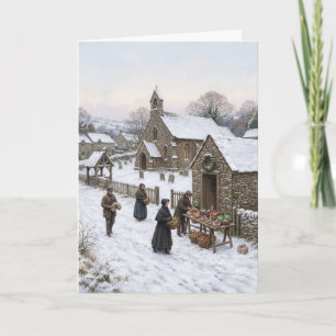 Victorianische kerstkaart voor winter liefdadighei feestdagen kaart