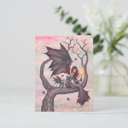 Victoria's Tree Gothic Herfst Fairy Art Briefkaart (Staand voorkant)