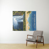 Victoriawatervallen – Retro-reisposter van Zimbabw Wandkleed (In Situ (horizontaal))