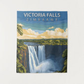 Victoriawatervallen – Retro-reisposter van Zimbabw Wandkleed (Voorkant)