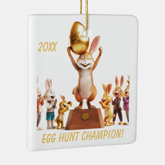 Victorious Bunny Egg Hunt Champion Keramisch Ornament (Rechts)