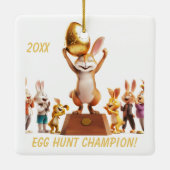 Victorious Bunny Egg Hunt Champion Keramisch Ornament (Achterkant)