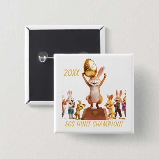 Victorious Bunny Egg Hunt Champion Vierkante Button 5,1 Cm (Voorkant /achterkant)