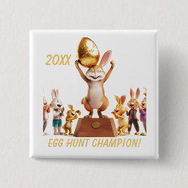 Victorious Bunny Egg Hunt Champion Vierkante Button 5,1 Cm