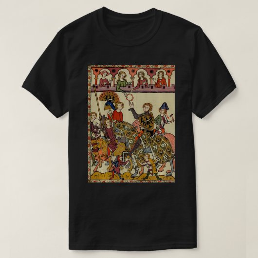 Victorious Knight, 14e eeuw middeleeuwse kunst T-shirt (Design voorkant)