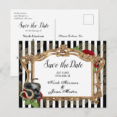 Victorische gotische zwarte streep bewaar de datum aankondigingskaart (Voorkant / Achterkant)