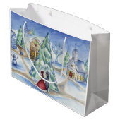Victorische ouderwetse kerstdorp cadeautas (Achterkant Gekanteld)