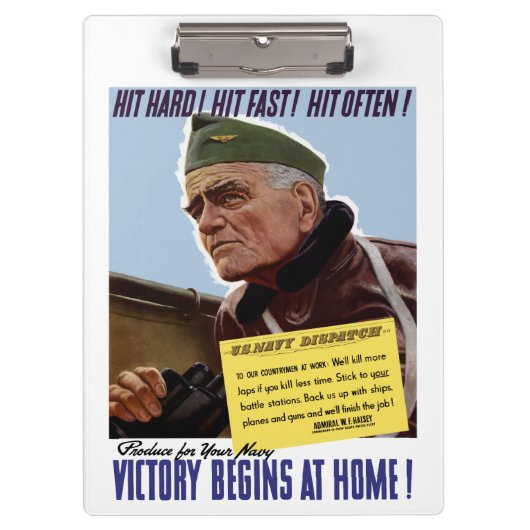 Victory begint thuis — Bull Halsey Klembord (Voorkant)