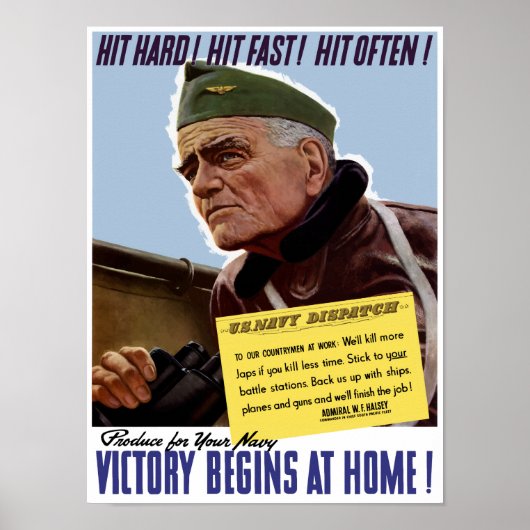 Victory begint thuis — Bull Halsey Poster (Voorkant)