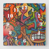 Victory By Squid Fear City Vierkante Klok (Voorkant)