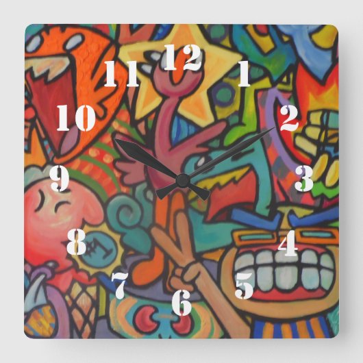 Victory By Squid Fear City Vierkante Klok (Voorkant)