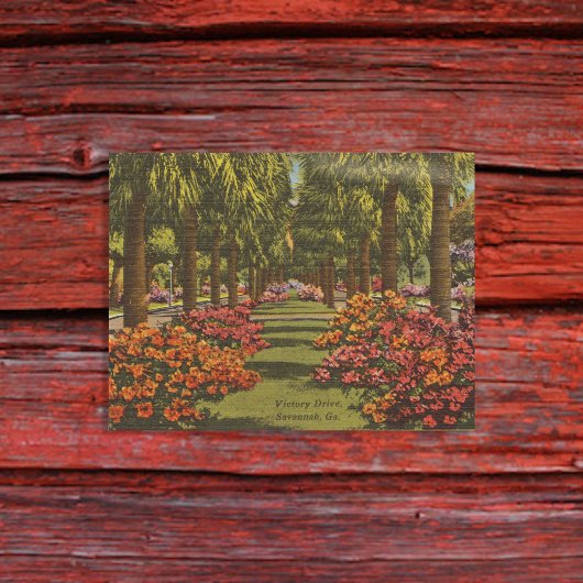 Victory Dr Azalea's Palmbomen Savannah GA retro Briefkaart