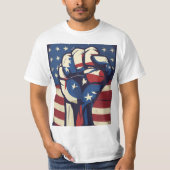 Victory Fist T-shirt ontwerp: Amerikaanse vlag ach (Voorkant)