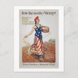 Victory Garden Liberty Sow Seeds WI Propaganda Briefkaart