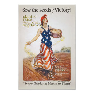 Victory Garden Liberty Sow Seeds WI Propaganda Foto Afdruk
