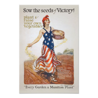 Victory Garden Liberty Sow Seeds WI Propaganda Foto Afdruk