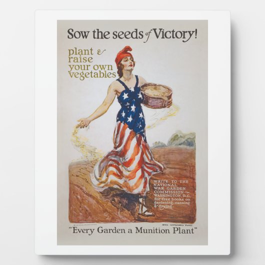 Victory Garden Liberty Sow Seeds WI Propaganda Fotoplaat (Voorkant)