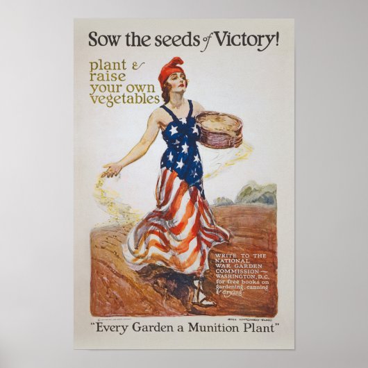 Victory Garden Liberty Sow Seeds WI Propaganda Poster (Voorkant)