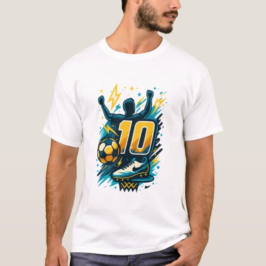 Victory Number 10 Voetbal T-shirt – Bold Lightning (Voorkant)