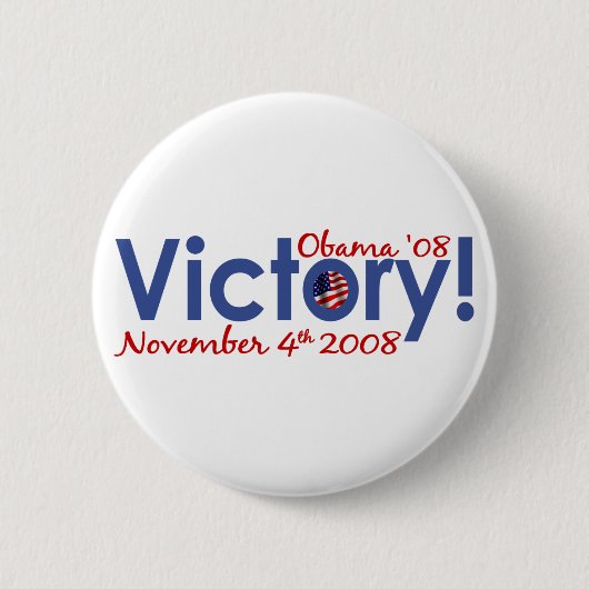 Victory Obama wint 2008 Ronde Button 5,7 Cm (Voorkant)