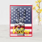 Victory, Patriotic, VSDubbele Wenskaart Kaart (Gele Bloem)