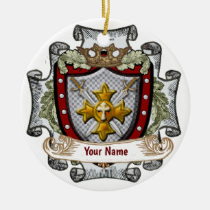 Victory Shield Achternaam Keramisch Ornament