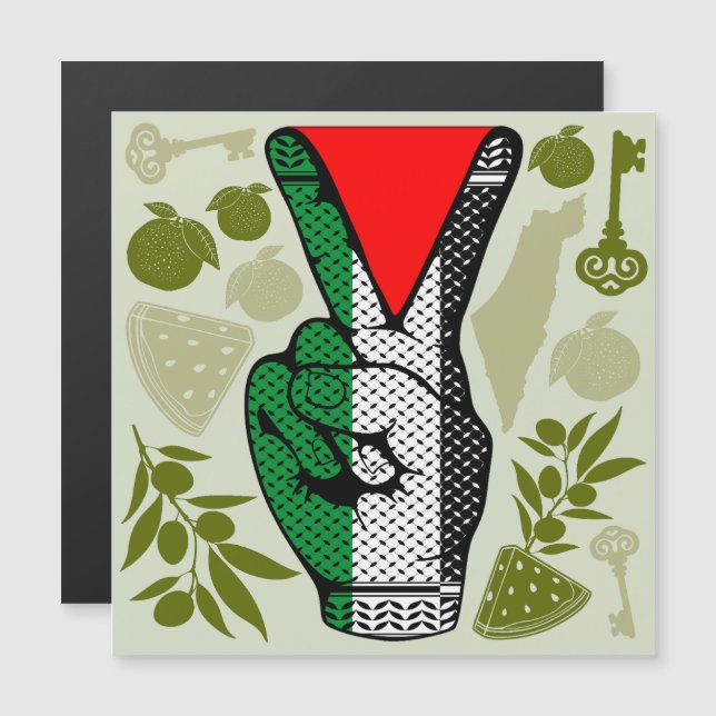 Victory Sign Hand Resistance Red Triangle Symbol (Voorkant / Achterkant)