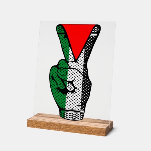 Victory Sign Hand Resistance Red Triangle Symbol Acryl Bord (Hoek)