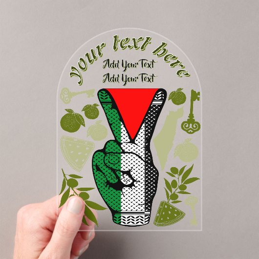 Victory Sign Hand Resistance Red Triangle Symbol Acryl Uitnodigingen (Insitu (Draagbaar))