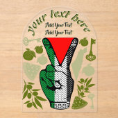 Victory Sign Hand Resistance Red Triangle Symbol Acryl Uitnodigingen (Voorkant)